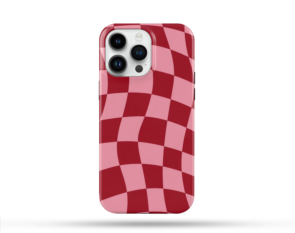 Wavy Kırmızı Pembe Desenli İçi Kadifeli Telefon Kılıfı N146