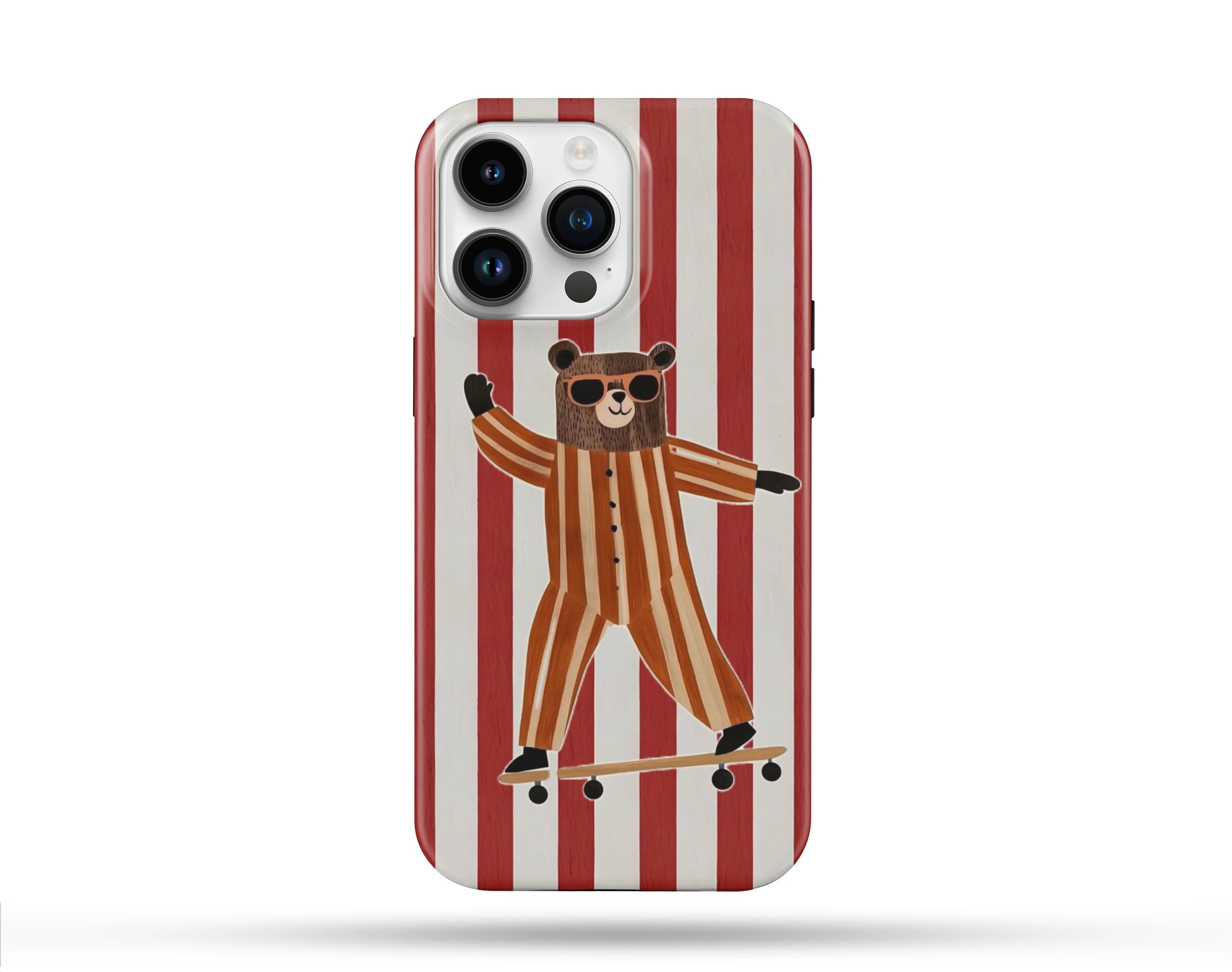 Kaykaylı Ayı Desenli İçi Kadifeli Telefon Kılıfı N71