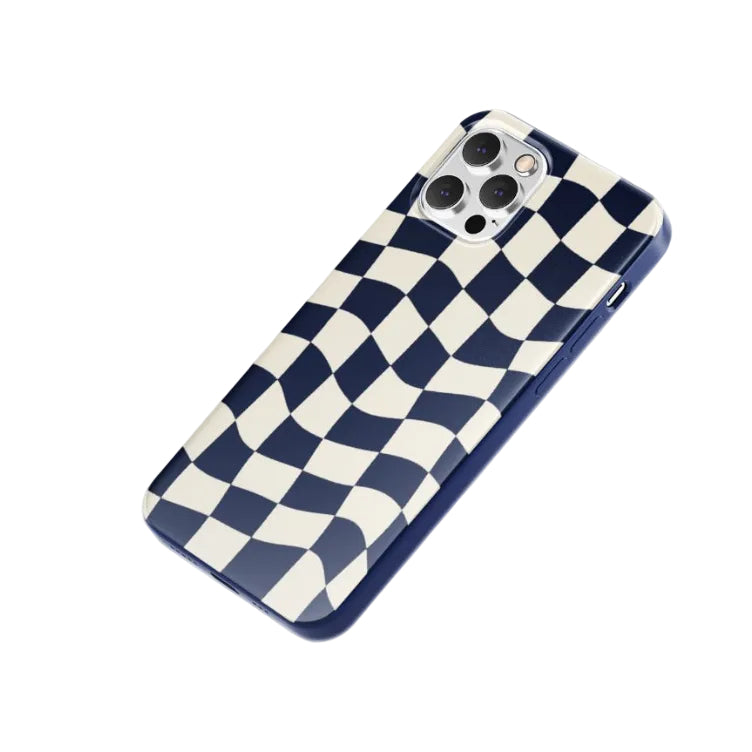 Wavy Lacivert Desenli İçi Kadifeli Telefon Kılıfı N139